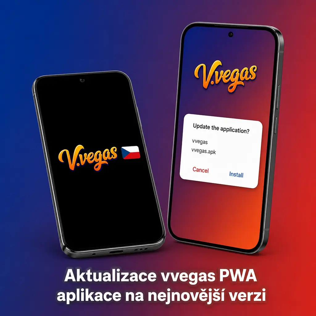 Automatická aktualizace PWA aplikace vvegas s novým obsahem, kurzy a herními automaty po připojení k internetu