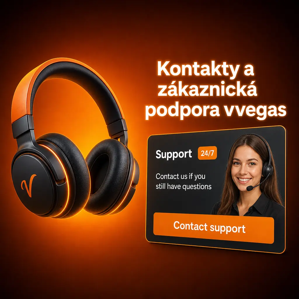 Kontakty a zákaznická podpora vvegas – live chat, e-mail a FAQ sekce dostupné nepřetržitě v češtině